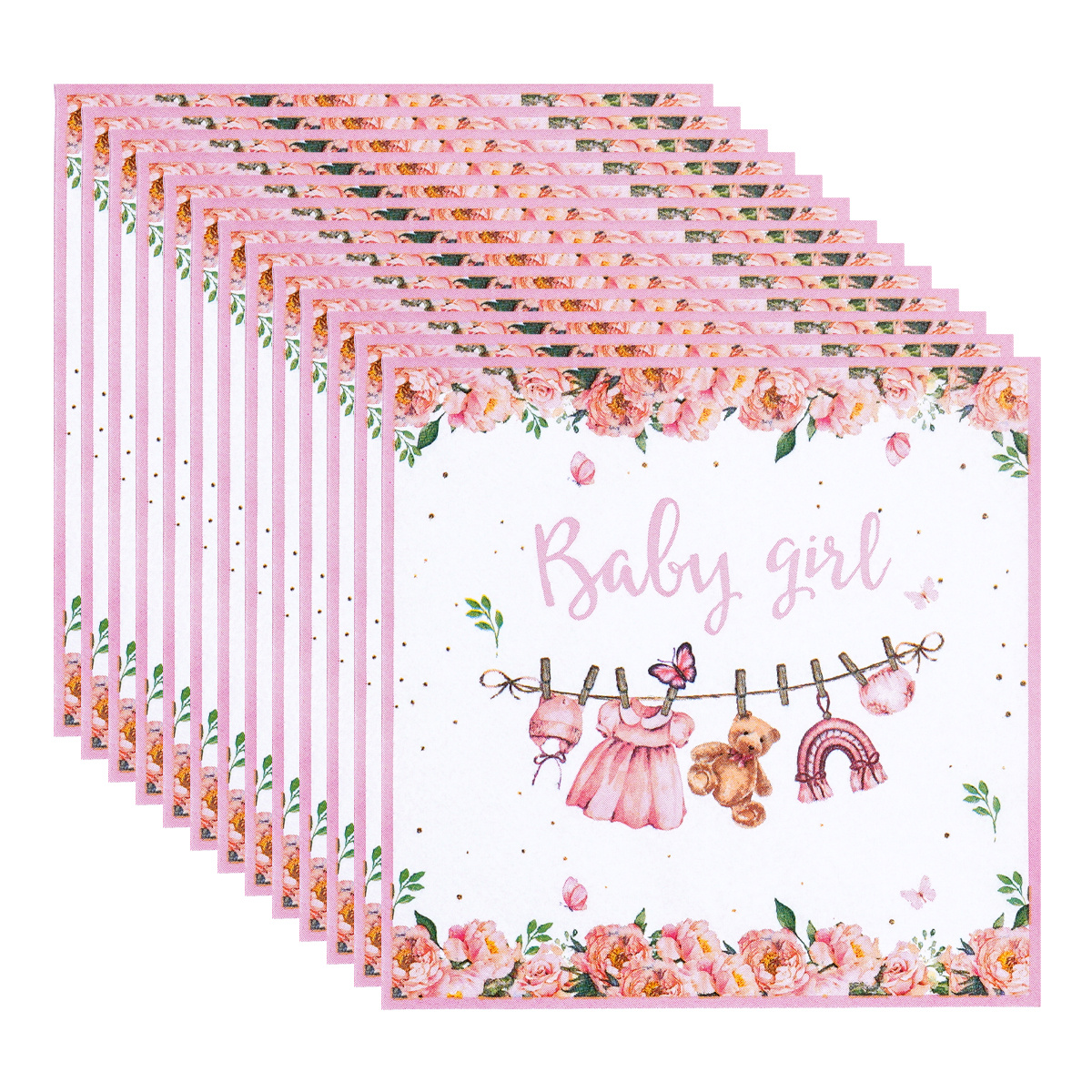 TEMU Serviettes de table sur le thème d'une fille florale, conçues de unique pour les décorations de fête d'anniversaire, 25 pièces par mesurant