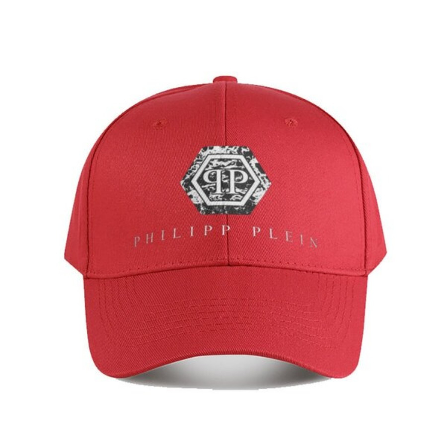 

1pc Pleining Baseball Cap - 100% Polyester, , Red With White , Casual Truck Hat For Men And Women