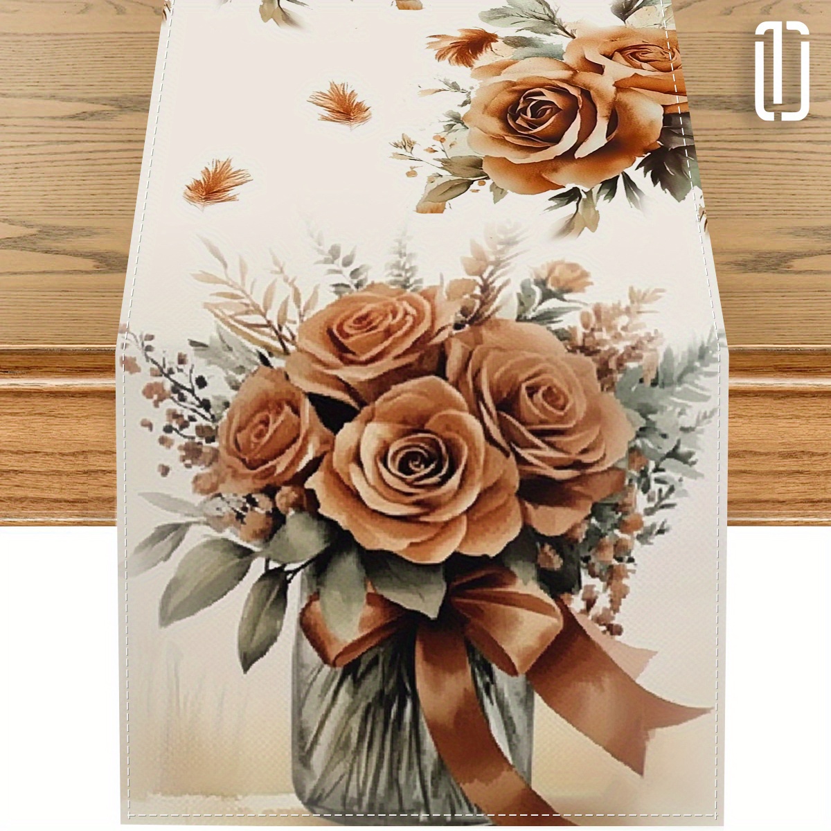 

1pc, Flower Floral Table Runner, Seasonal Kitchen Dining Table Decoration For Indoor Outdoor Home Party Decor 13 X 72 Inch