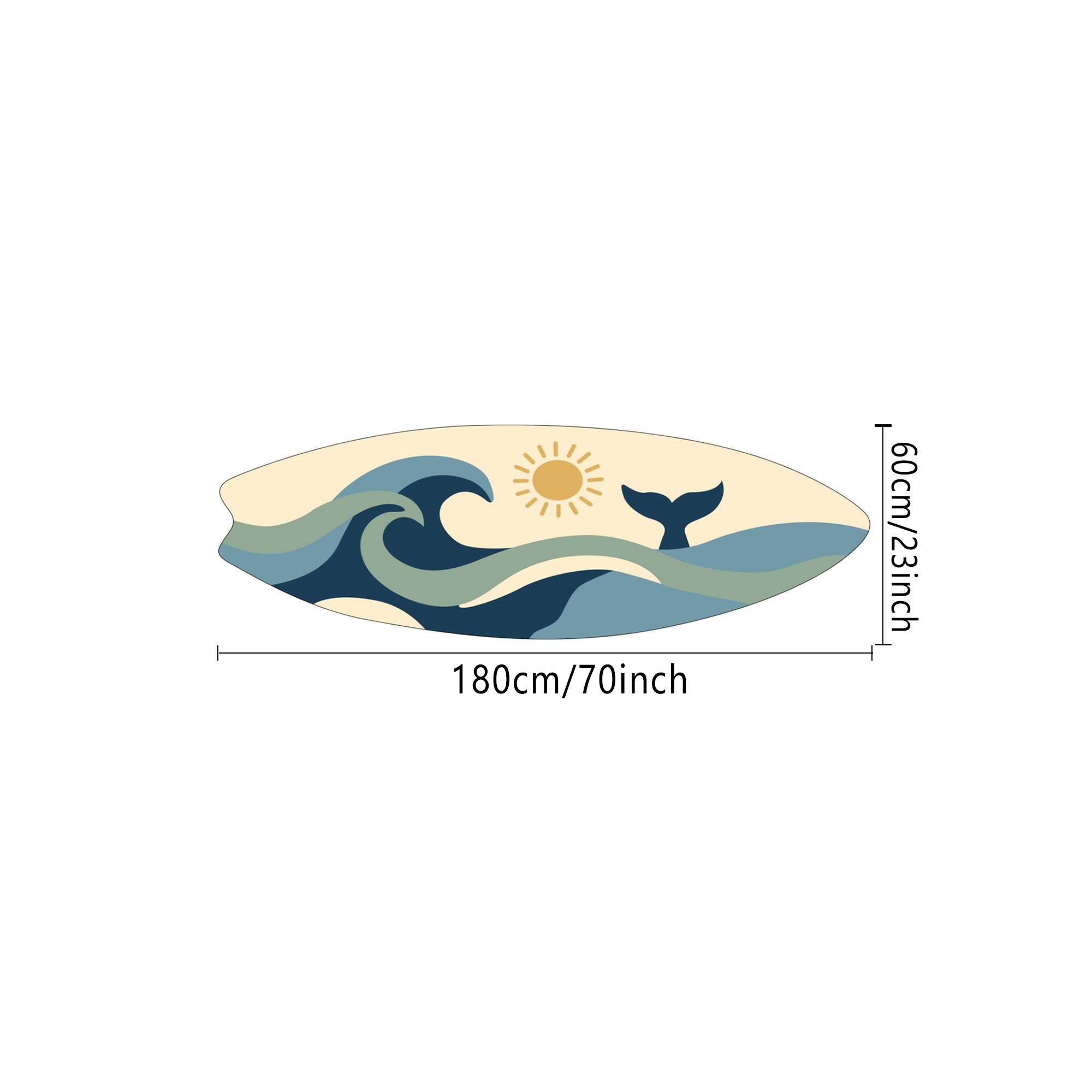 TEMU Tapis antidérapant à poils courts style Ins avec dessous à pois en velours, tapis unique de planche de surf sur le thème de l'océan, motif de