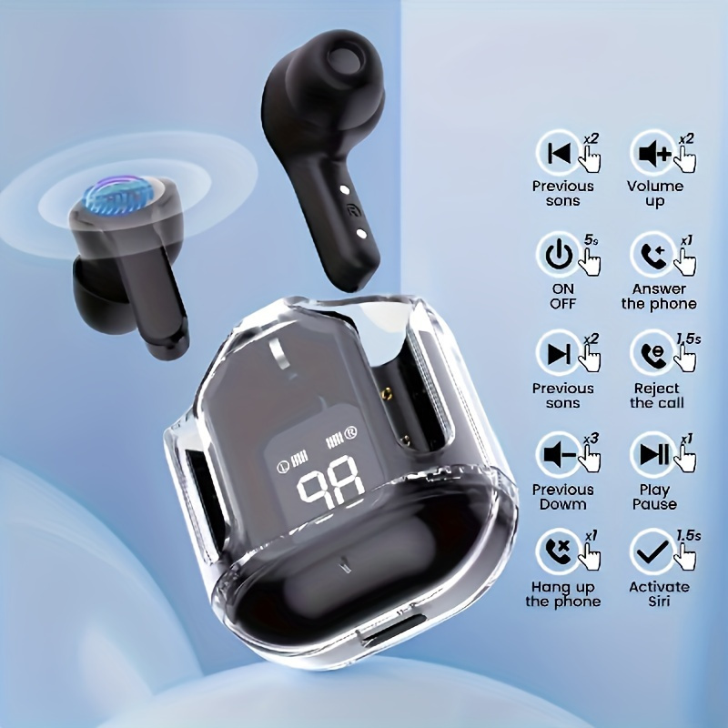 air31 auriculares deportivos inalámbricos para juegos, miniauriculares tws inalámbricos, estuche transparente,    , reducción de ruido,   voz, carga usb, temática de anime, para juego, uso adulto detalles 10