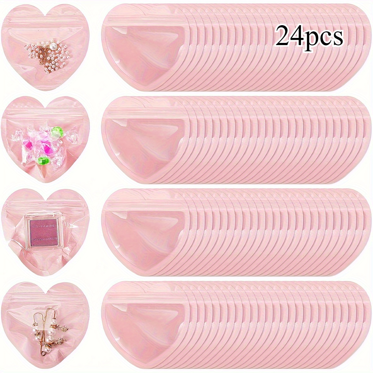 TEMU 8/16/24pcs -shaped Pvc Jewelry Gift Bags - Transparent Sealed Pouches For Necklaces, Earrings, Bracelets - Durable & Secure Closure - Weddings,