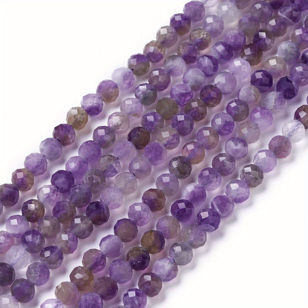 TEMU 1 Hilo de Cuentas de Piedra Natural Facetadas Redondas Sueltas para Pulsera y Collar DIY & Surtidos de Abalorios 4-4.5mm aproximadamente