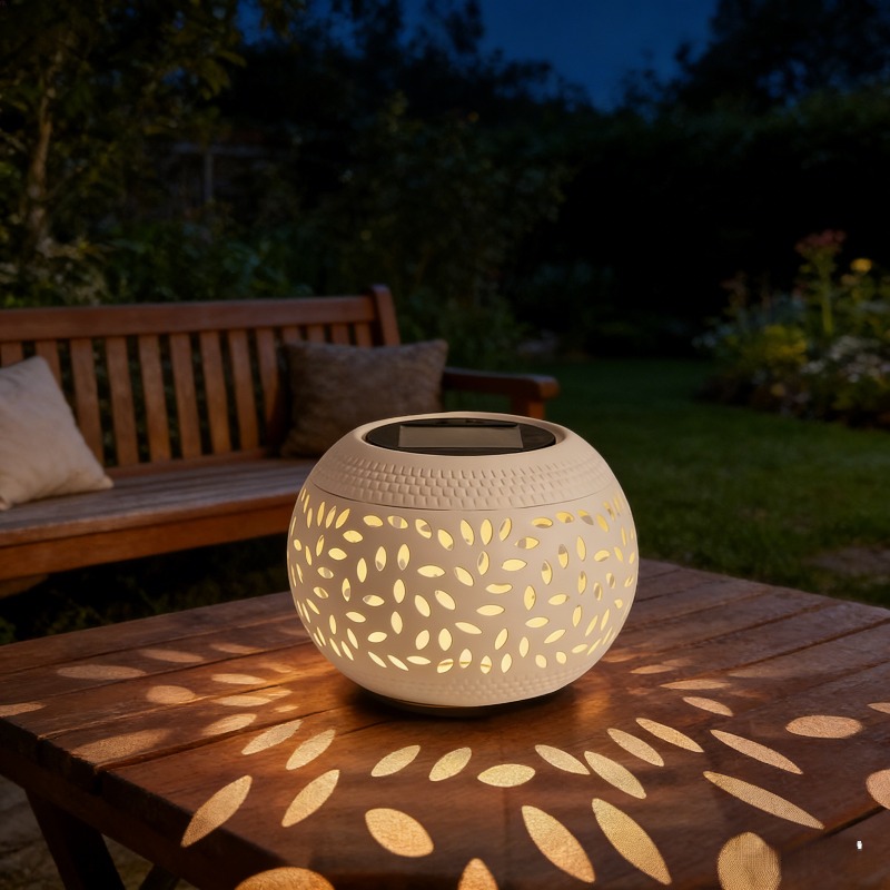 E-shop 1/2 Solar Metall Tischlampe | Weiß/Schwarz, Spot-Projektionslaterne | Solar Gartenleuchte | Frühlings- & Outdoor-Deko | Für Schreibtisch,