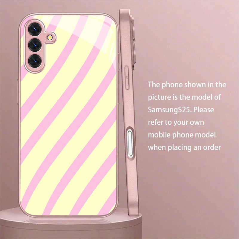 Trdi ovitek za telefon: Rumena krivulja za serijo S25 č Nov ženski ovitek s kaljenim steklom za S25 Ultra/S25/Galaxy S24/S24 FE/S24 Plus/S24