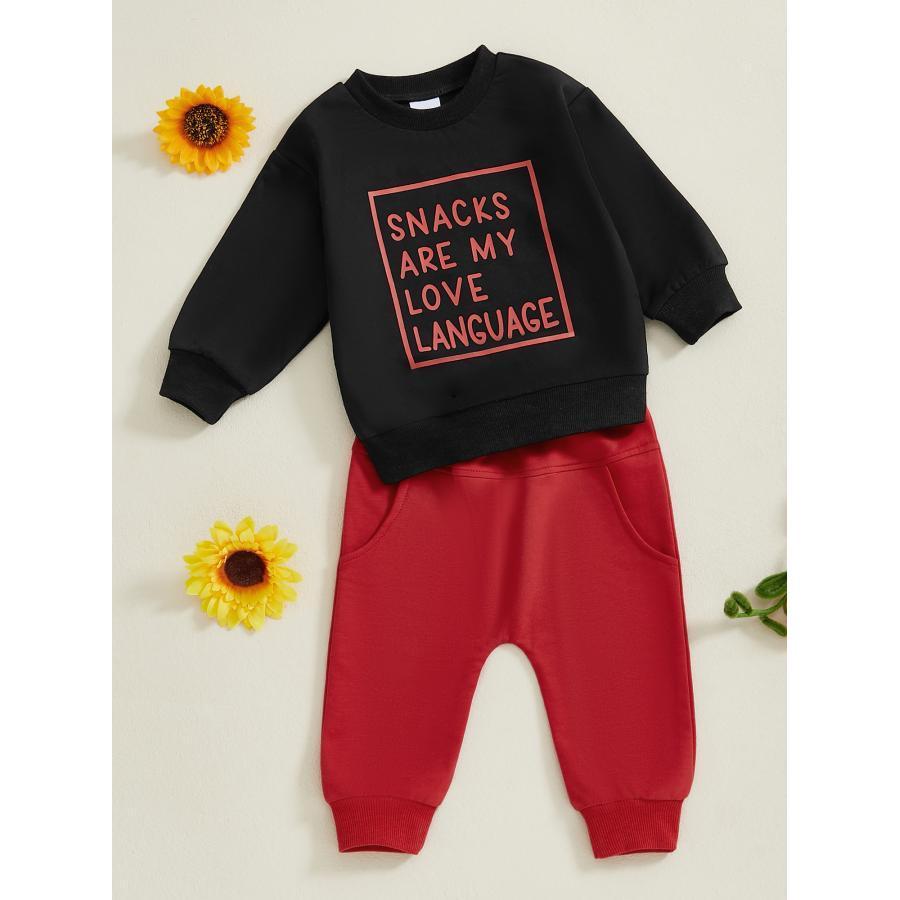 

Toddler Baby Day Outfit Snacks Are My Long Sleeve Sweatshirt And Pants Clothes Set, For Outdoor