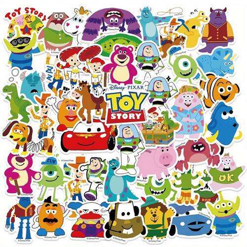50pcs characters collection q version cartoon vinyl stickers including slinky dog aliens bear and other characters suitable for cups books suitcases pen holders phone cases fun chr