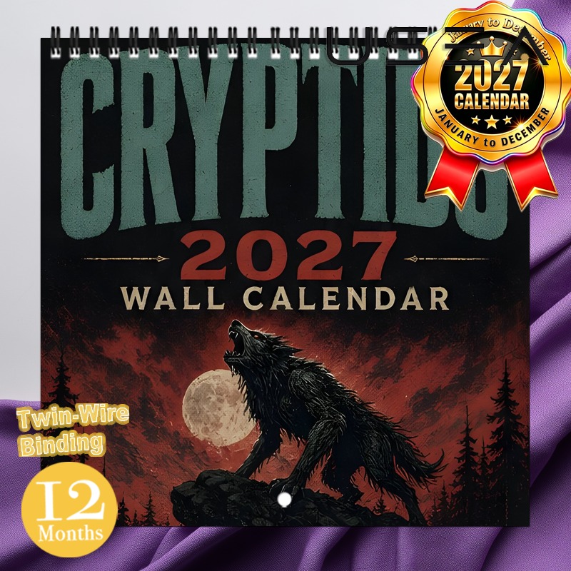 TEMU 2027 Wall Calendar, 1pc 2027 Wall Calendar, 12-month Twin-wire Bound Hanging Calendar, Werewolf Gothic , Large Blocks, Gift For Mystery Creature