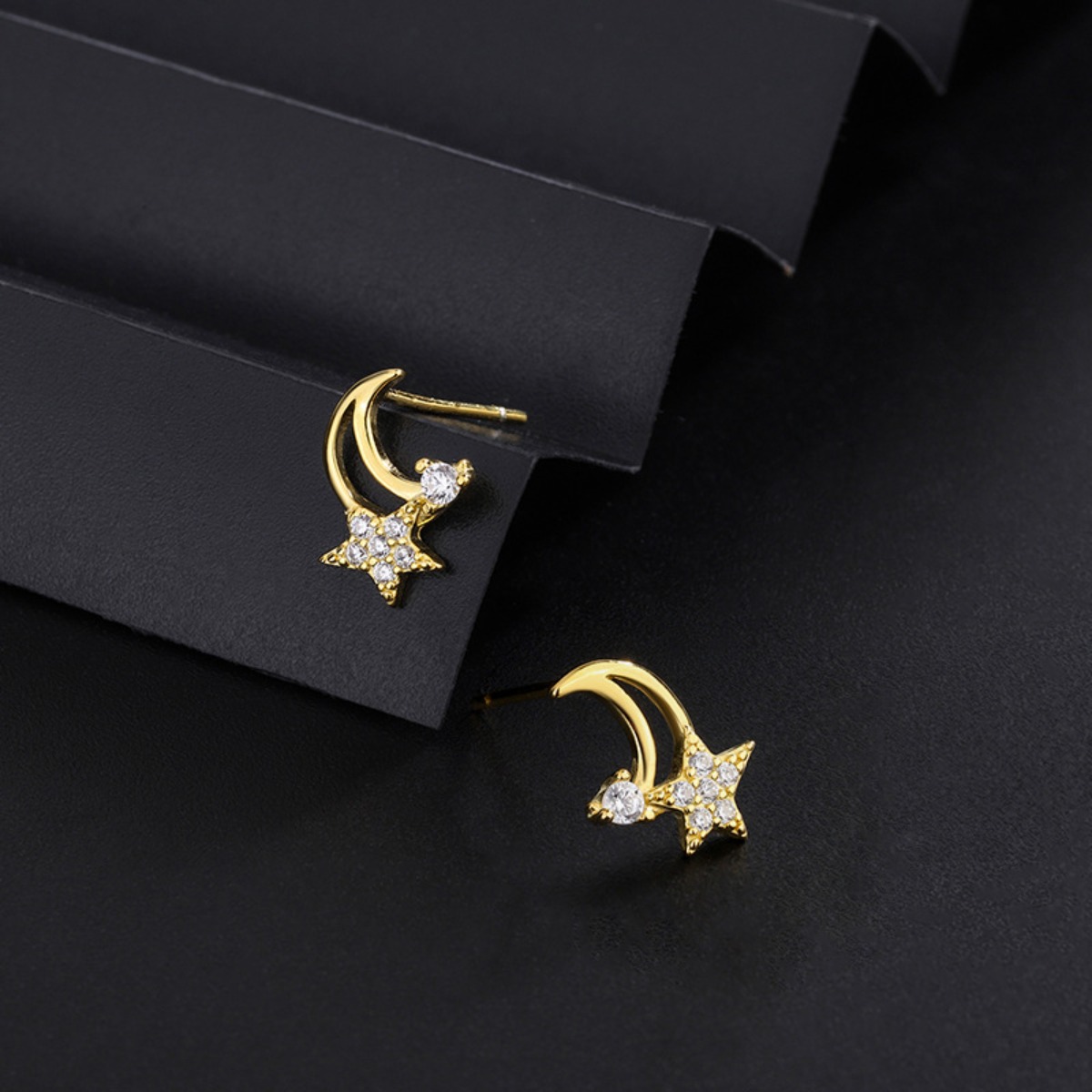 Plated Moon & Star Earrings, Elegant Gift for Women
