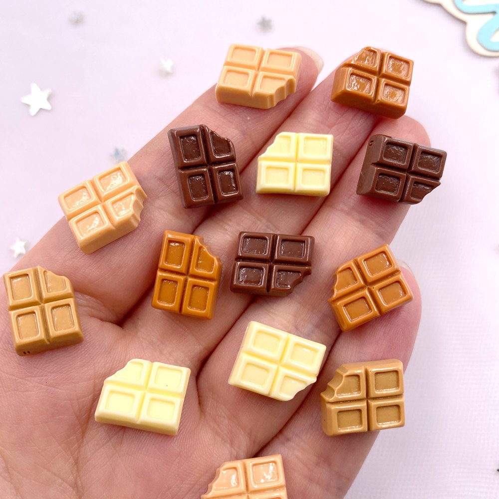 

20pcs Miniature Chocolate Bar Embellishments, Color Resin Flatback Stones, For Diy Scrapbooking, Christmas Themed Crafts & Decorations