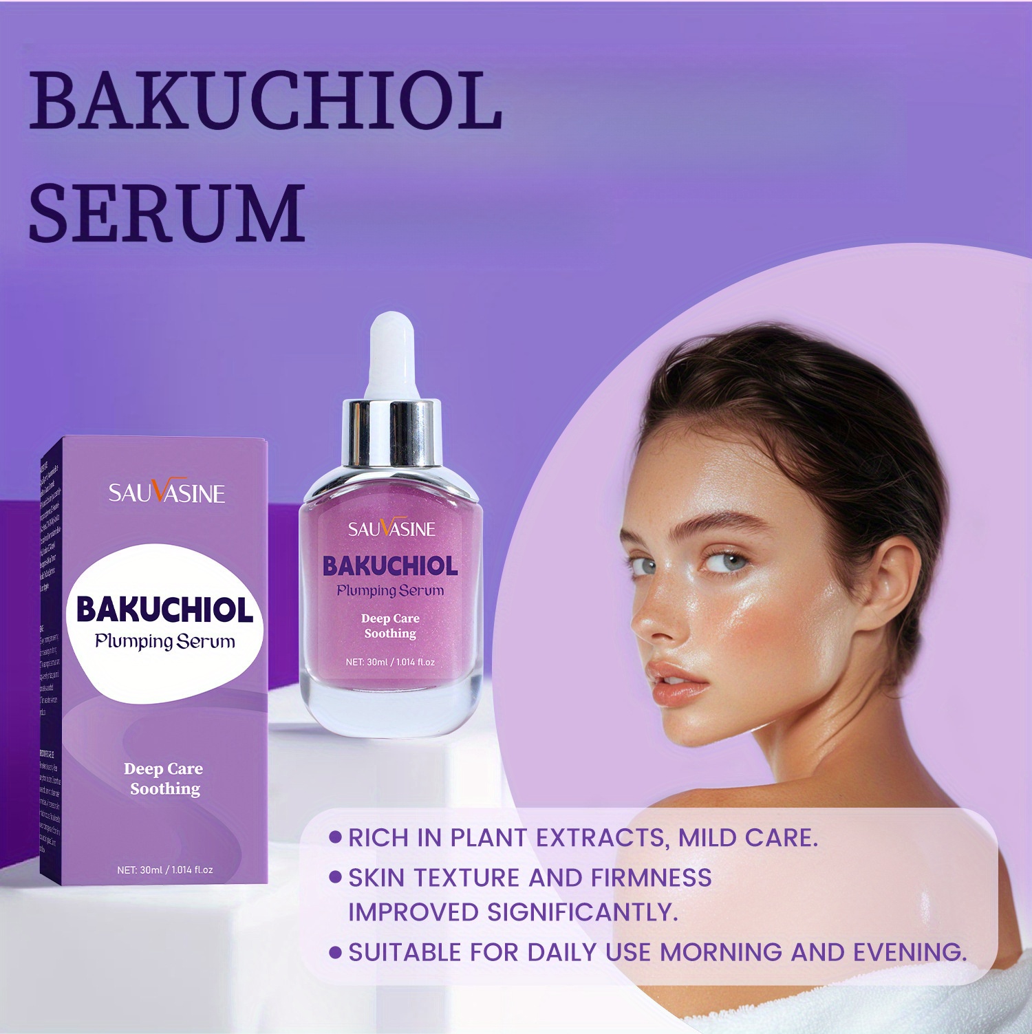 BAKUCHIOL SERUM, Containing Ingredients Such As Niacinamide And Ceramide, Deeply Moisturizes And Tighens The Skin. Skincare Serum Is Suitable for Dry Skin And All Skin Types, Ideal Gift