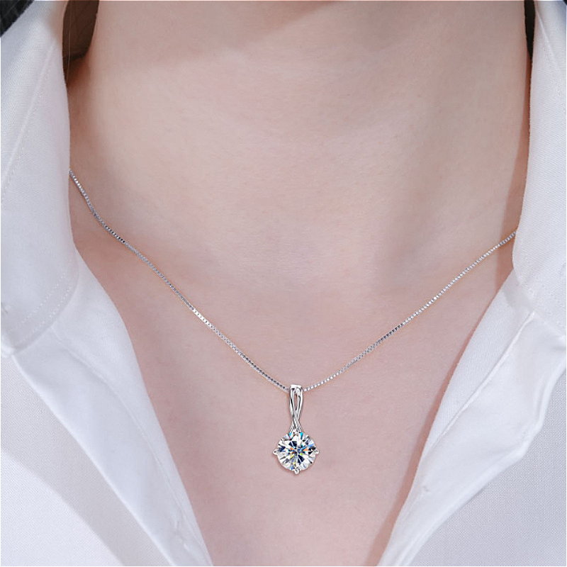 1pc 925 Silver Water Drop Moissanite Pendant Necklace