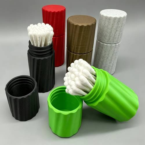 photo de l'article contenant de rangement portable pour écouvillons, étui de voyage étanche pour cotons-tiges, petit étui cosmétique pour bâtonnets avec couvercle à vis, mini organisateur de maquillage de voyage pour sac à main ou poche