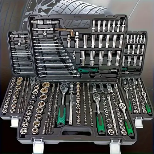 46 216pcs mechanical sleeve set 4 3 8 drive sae and metric size 72 teeth ratchet spanner set suitable garage and trunk