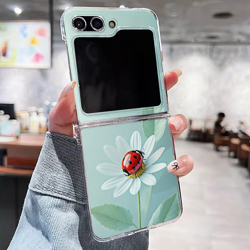 TEMU Phone Case - A Beautifully Designed Phone Case Featuring A Floral Background, Compatible With The Galaxy Z Flip , 4, 5, 6, 7, 7fe, W23flip,