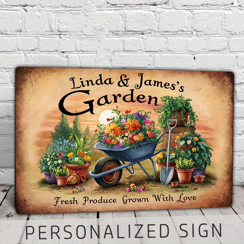 E-shop Personalisiertes Vintage-Wandschild aus Metall – Retro-Schild mit Namen/Text, geeignet für Männerhöhle, Bar, Garage, Garten,