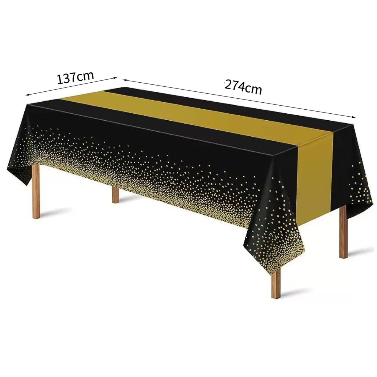 Image of Halloween,christmas,disposable Plastic Party Tablecloths, 54*108inch, White And Golden Rectangular Tablecloths For Wedding Birthday Graduation Engagement Party Decorations