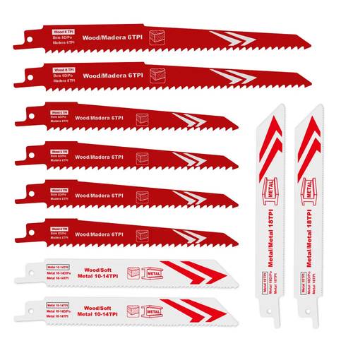 10pcs reciprocating saw blade set high quality 15 24cm and 20 32cm wood and metal cutting pruning saw blades with storage box made of no electricity required suitable for projects woodworking and metal