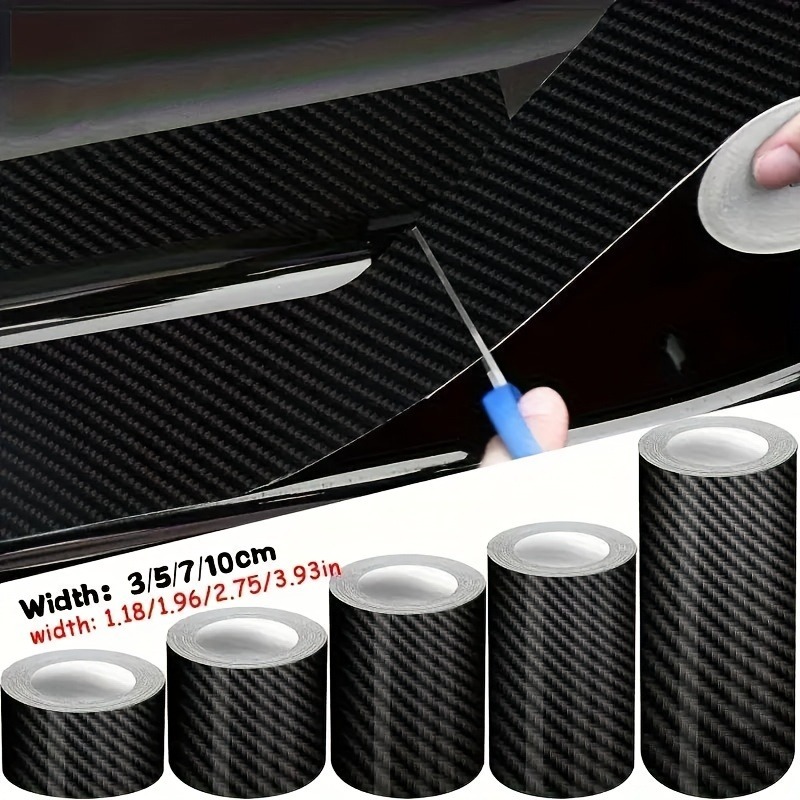 Image of 4pcs 3d Carbon Fiber Vinyl Tape | Heavy-duty Automotive Window And Body Wrap, Scratch Protection, Car Decoration Kit, Compatible With Trucks, Motorcycles, Boats, Rvs