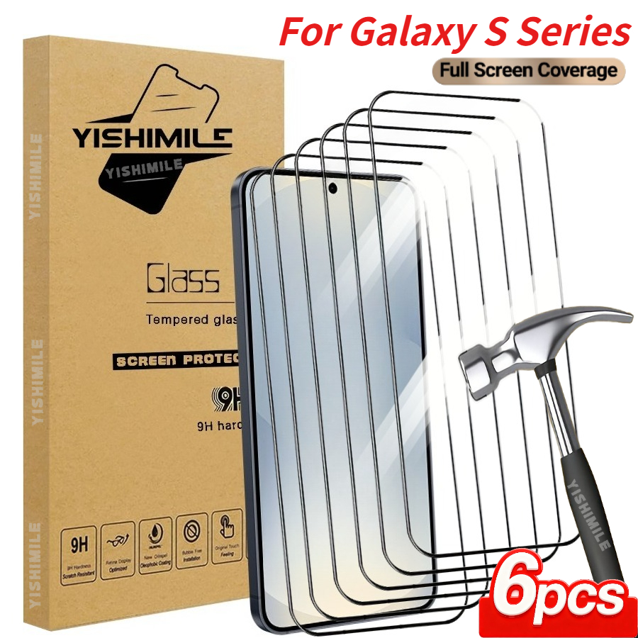 Image of Set Of 6 High-definition Tempered Glass Screen Protectors, For For Galaxy S22 5g, S22+ 5g, S23, S23+, S24, S25, S26, Plus, Ultra, S25 Edge, And S25 Fe Series. Features