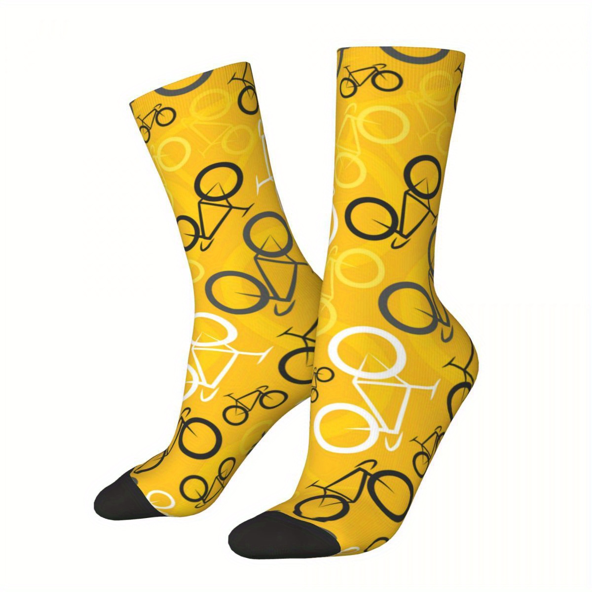 TEMU 1 Par de Calcetines de Novedad Impresos para Bicicletas de Carretera BIIHUDU, 95% Poliéster 5% Elastano, Tejido de Punto, Estampado Completo,