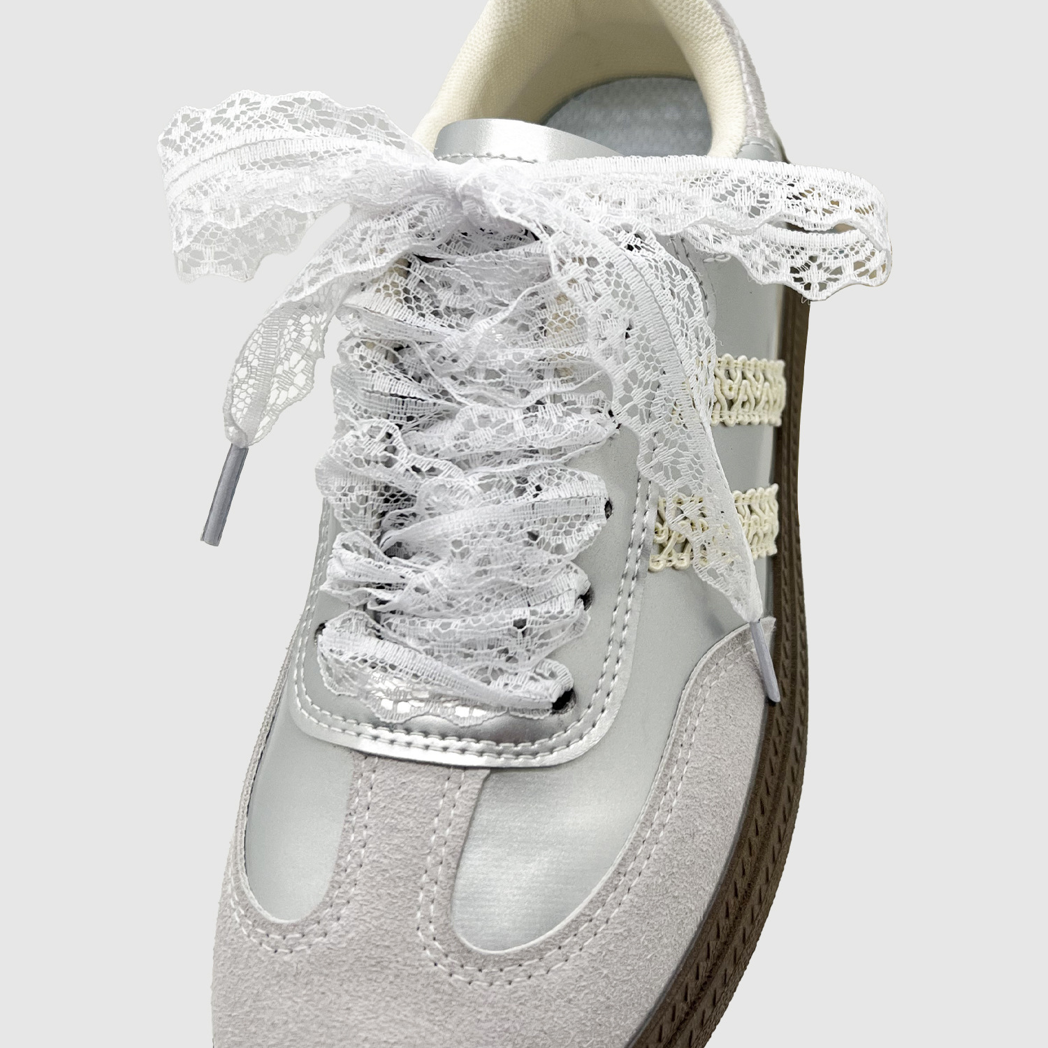 Ribbon Shoelaces Diy Cute Girl Accessories White Lace Shoelace Pair / 100cm/39.37inch
