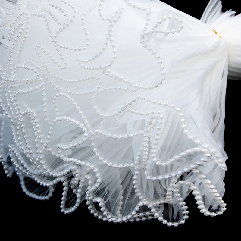 TEMU 66.93 Inches X 11.02 Inches White Mesh Paper, Bouquet Tulle, Bouquet Wrapping Net, For Wrapping , Featuring A Faux Pearl Trim Design, Suitable