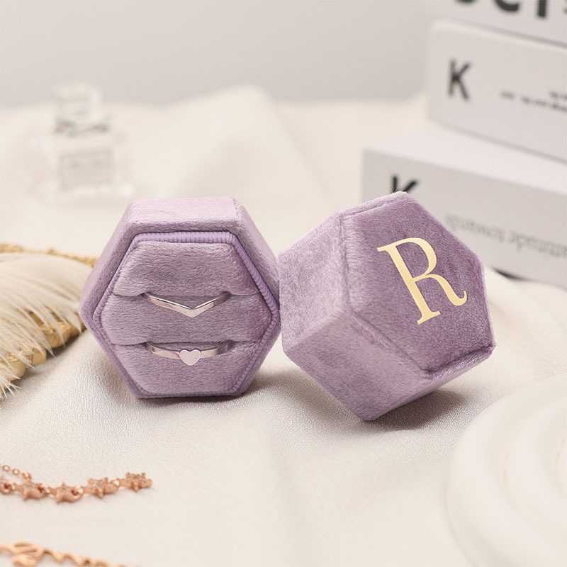Customizable Velvet Ring Boxes, Hexagonal Jewelry Cases