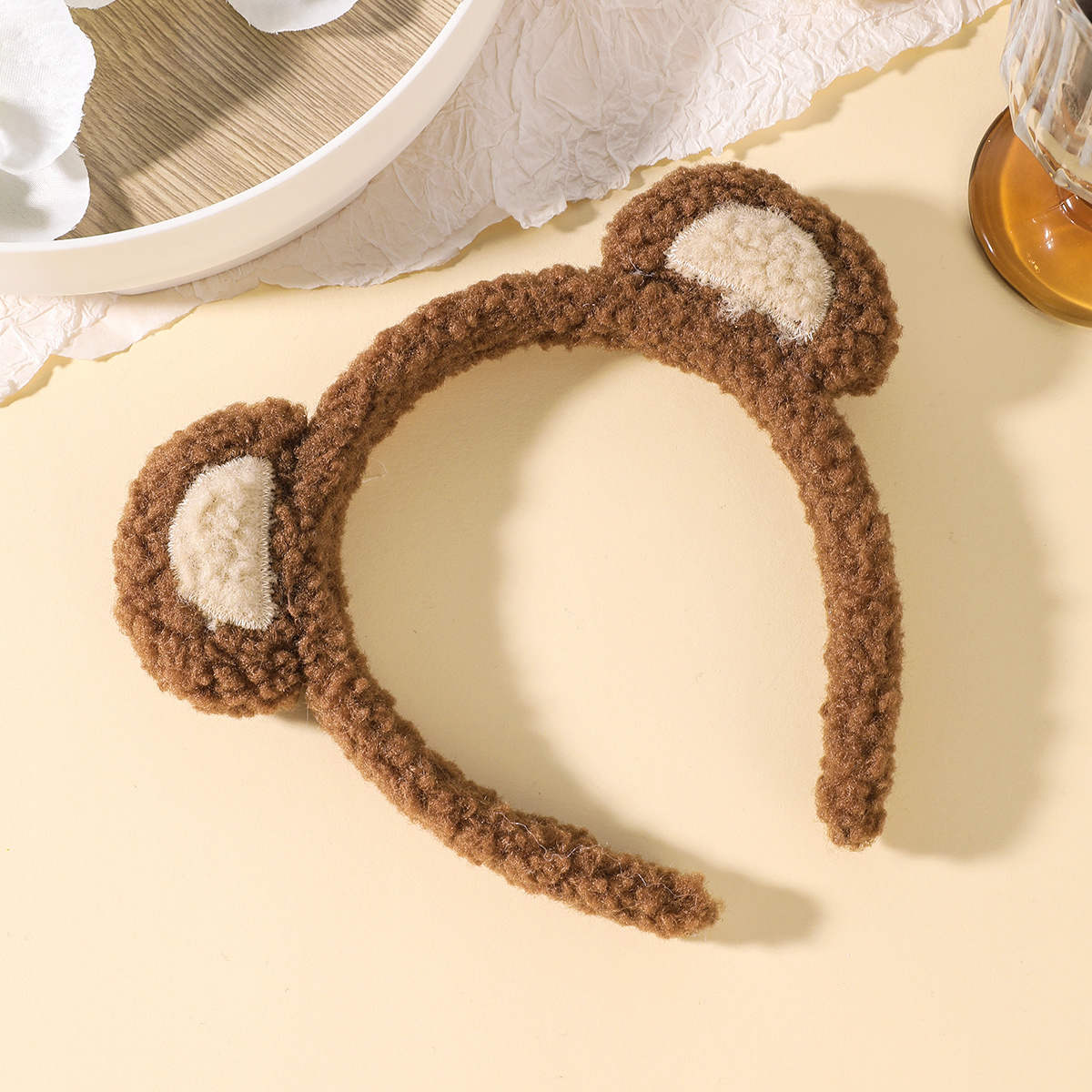 TEMU 1pc Cute Plush Bear Ears Headband, Prom Party Costume Headband, Face Washing Hair Press Headband, Unisex High Crown Headband Christmas