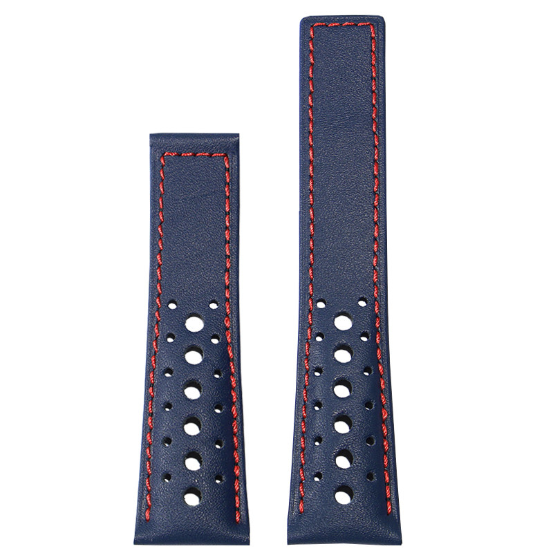 TEMU Calfskin Strap F1 Diving 300/ 22mm Breathable Folding Sports Black Blue 22*18mm