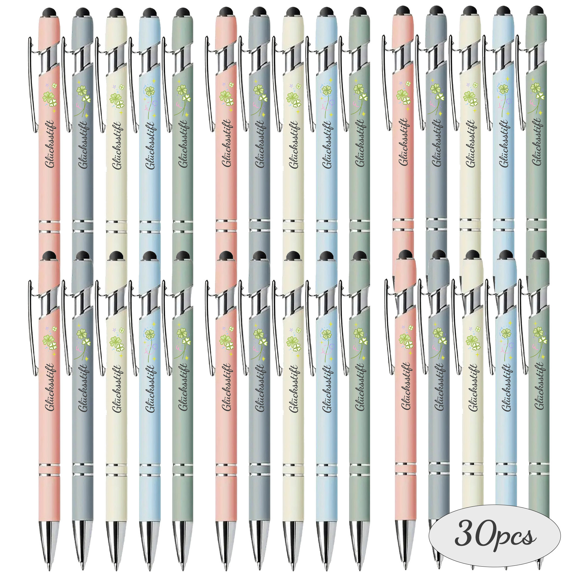 Image of 15/30pcs Metal Ballpoint Pen Set, Engraved German Motivational Inspirational Quotes, Smooth Black Ink Writing Pen, Signature Pen, Perfect Appreciation Gift For Employee Staff Volunteer Nurse