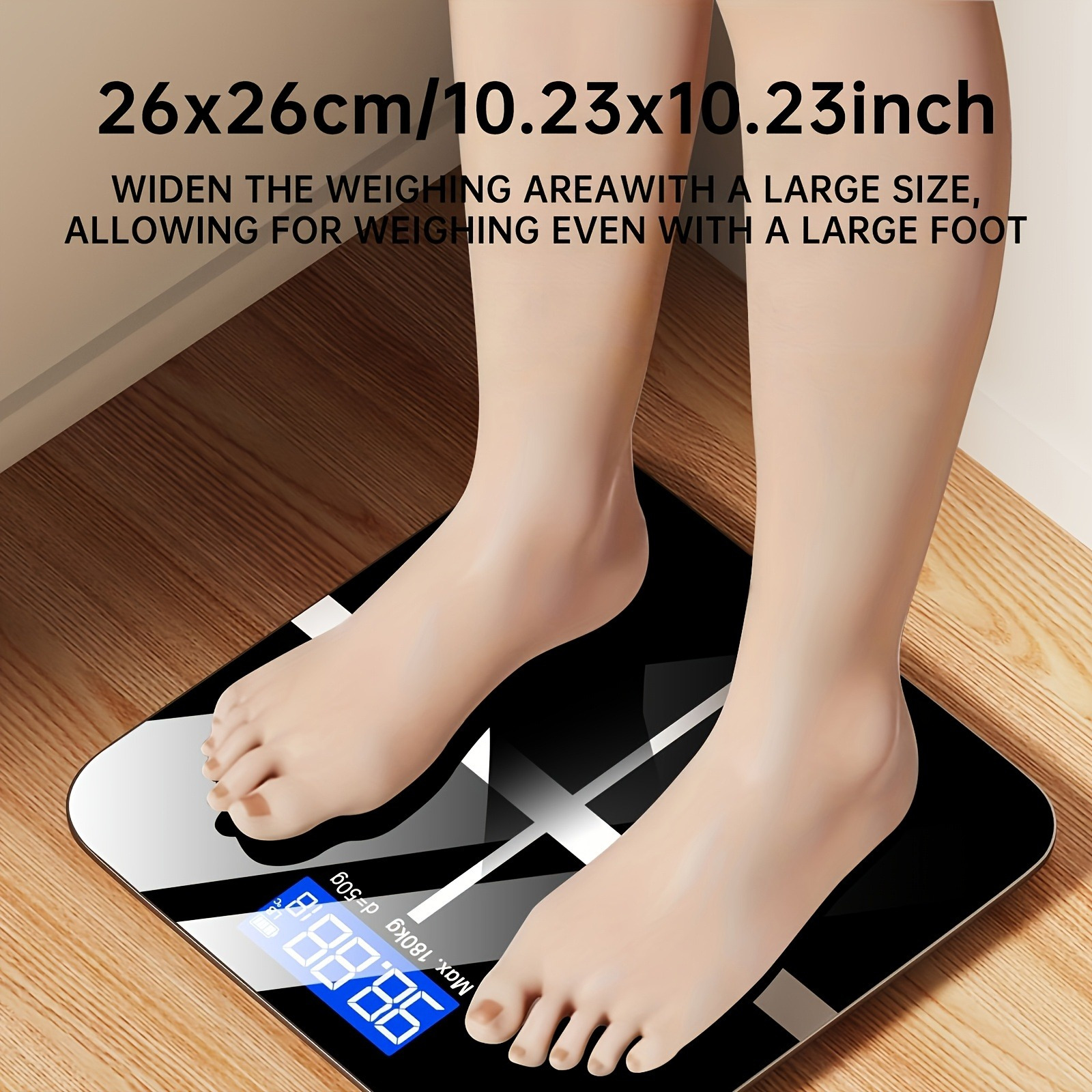 A Weighing Scale with a Capacity of 396 Pounds/ 180 Kilograms Equipped with an LED Backlit Display Screen and Tempered Glass, Designed Specifically for Personal Weighing. This Compact Scale Is Suitable for Home and Fitness Use, and Is an Ideal Choice - Image 9