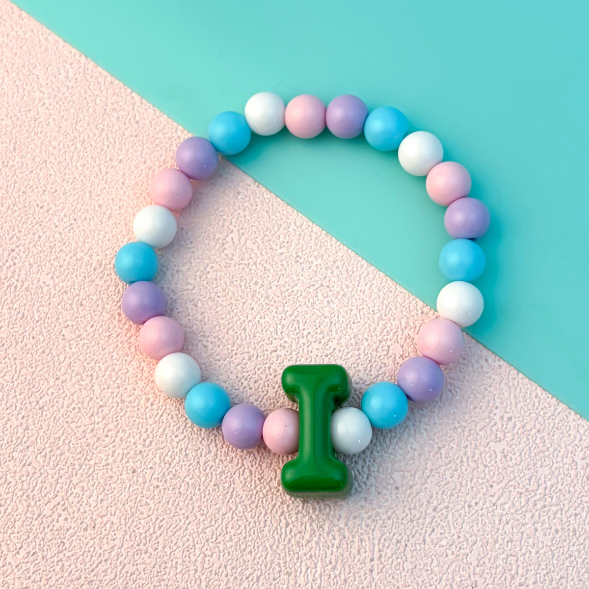 Playful Cartoon Macaron Multicolor Letter Elastic Bracelet