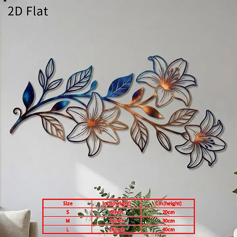 TEMU 2d Flat - 1pc Lily Flower Acrylic Art Wall Decor 2d Flat Country Home Decoration Elegant Floral Acrylic Art Wall, Suitable For Living Room
