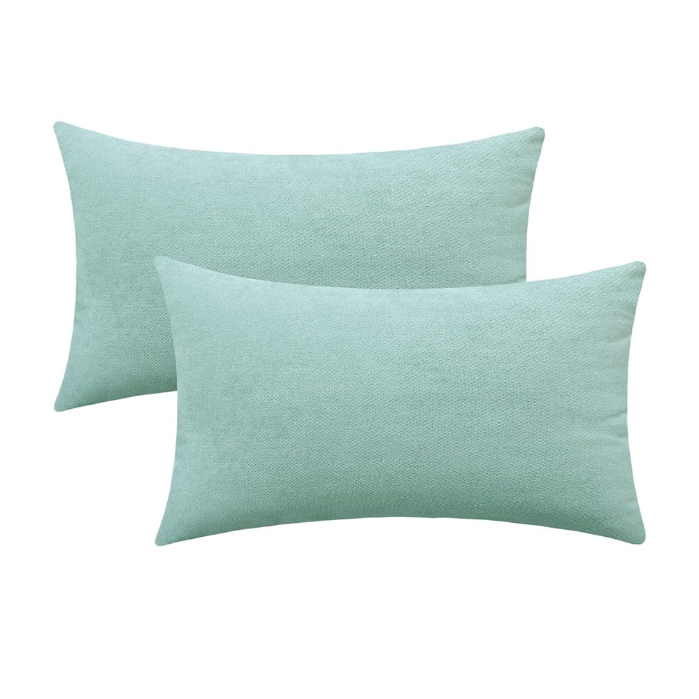 TEMU Fundas de cojines decorativas color verde , estilo de granja, súper suaves, lumbares, cómodas, para sofá, dormitorio, silla (juego de 2, 12x20