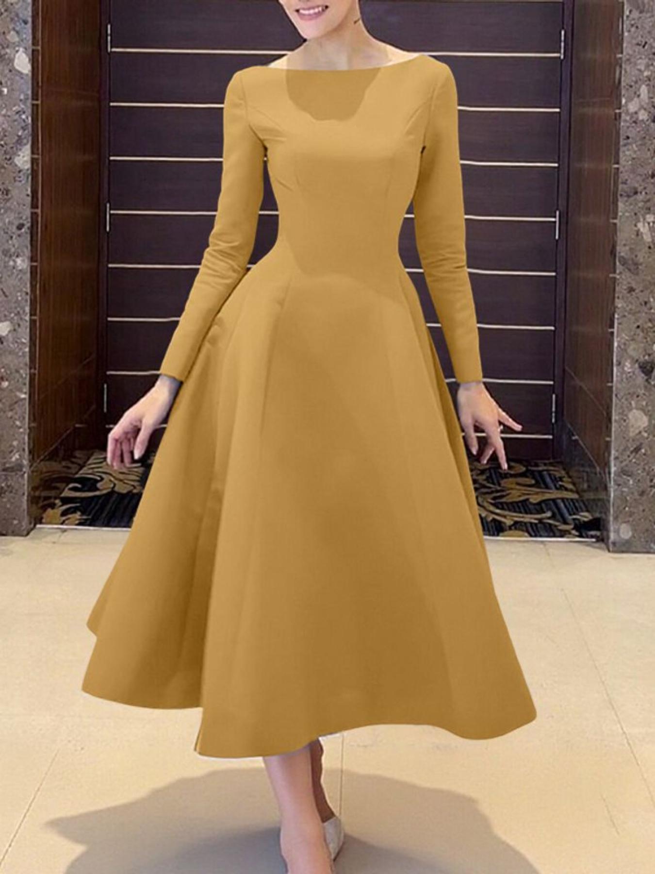 round neck long sleeve dress Long Sleeve Crewneck Dress Mini - Heather Grey