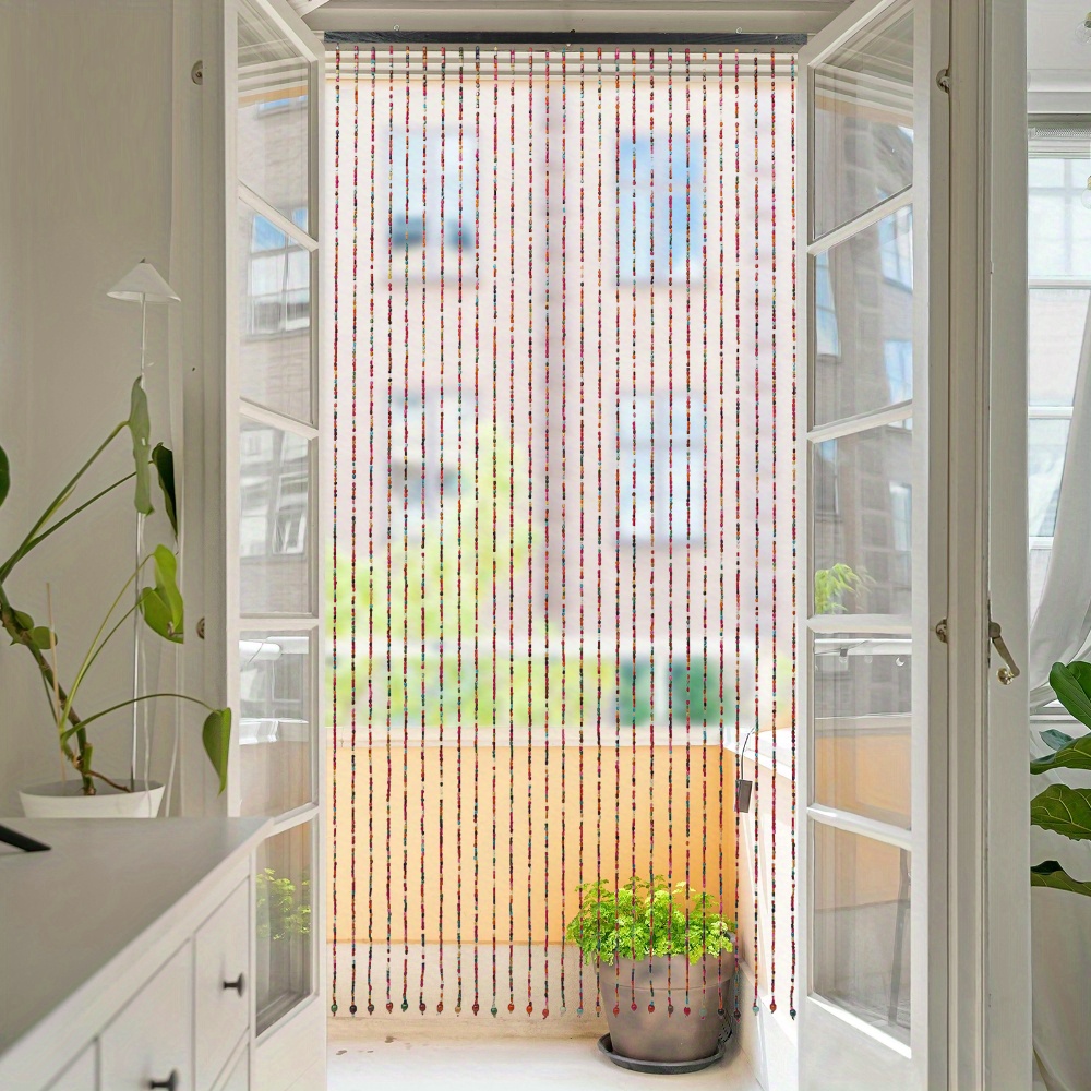 TEMU Gdrasuya10 Natural Bamboo Bead Curtain Door Curtain With Bamboo Beads & Thread Panel - Insect Proof Suitable For Screens,,, Modern Decor,