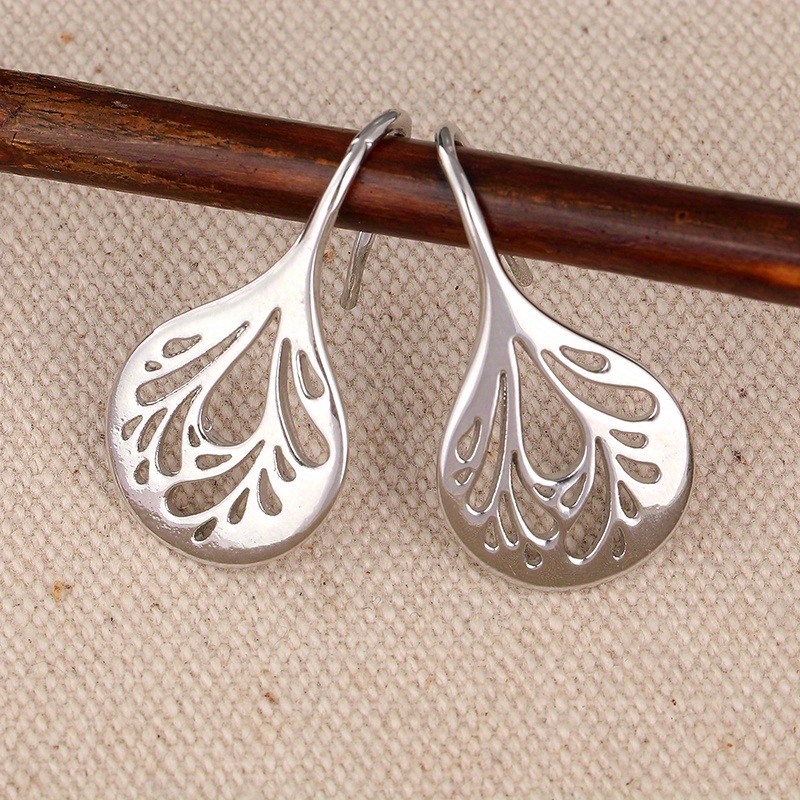 Hollow Flower Dangle Earrings - Fine Silvery-plated Ladies Jewellery