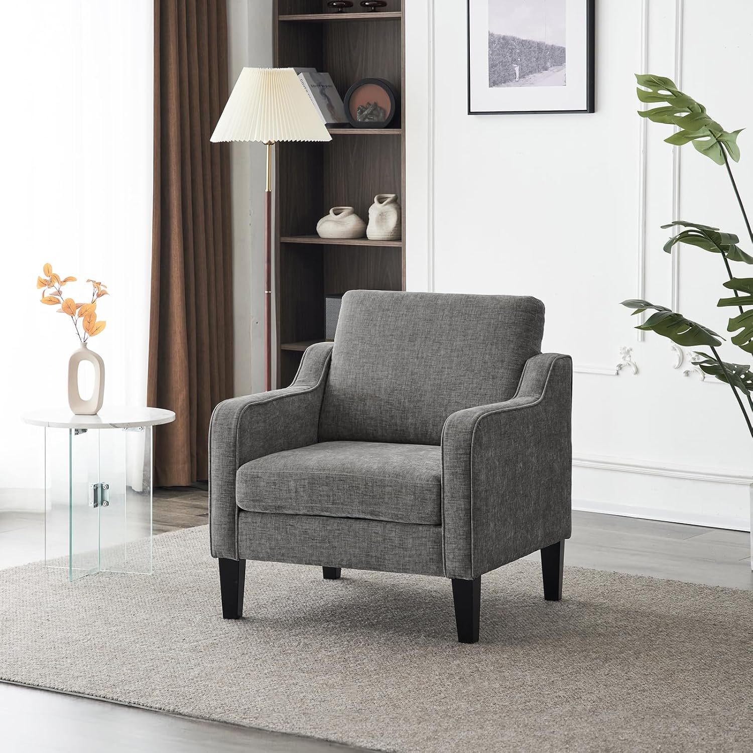 TEMU Mid-century Modern Fabric Accent Armchair, Small Tub Chair With Thick Cushion, Comfortable Lounge Chair For Living Room, Bedroom, Apartment,