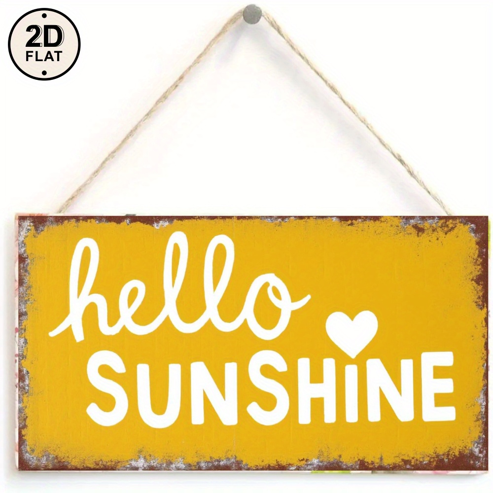 2d Flat Heart Sign | Rustic Wooden Wall Decor With Weathered Yellow Background And Red Heart, Ideal For Home, Garden, Wall Art | Wood Texture, Country Home Decor
