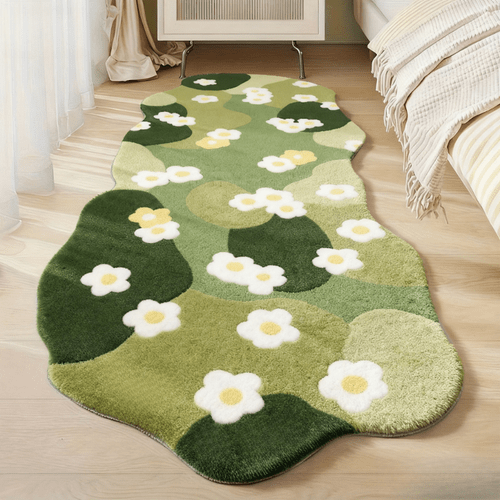 900g 9mm faux imitation cashmere flower bedside rug for bedroom room sofa runner creative irregular balcony hanging basket swivel chair mat soft and comfortable vanity rug washable office lounge