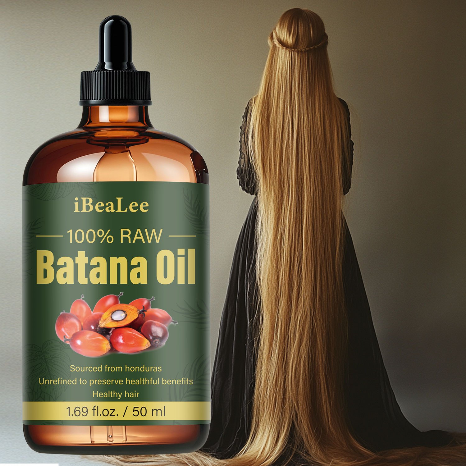 iBeaLee Batana Oil - 50ml Масло за коса и мигли/вежди, студено пресовано, дълбоко подхранващо и укрепващо за всички типове коса, суха, къдрава, с напръскани върхове