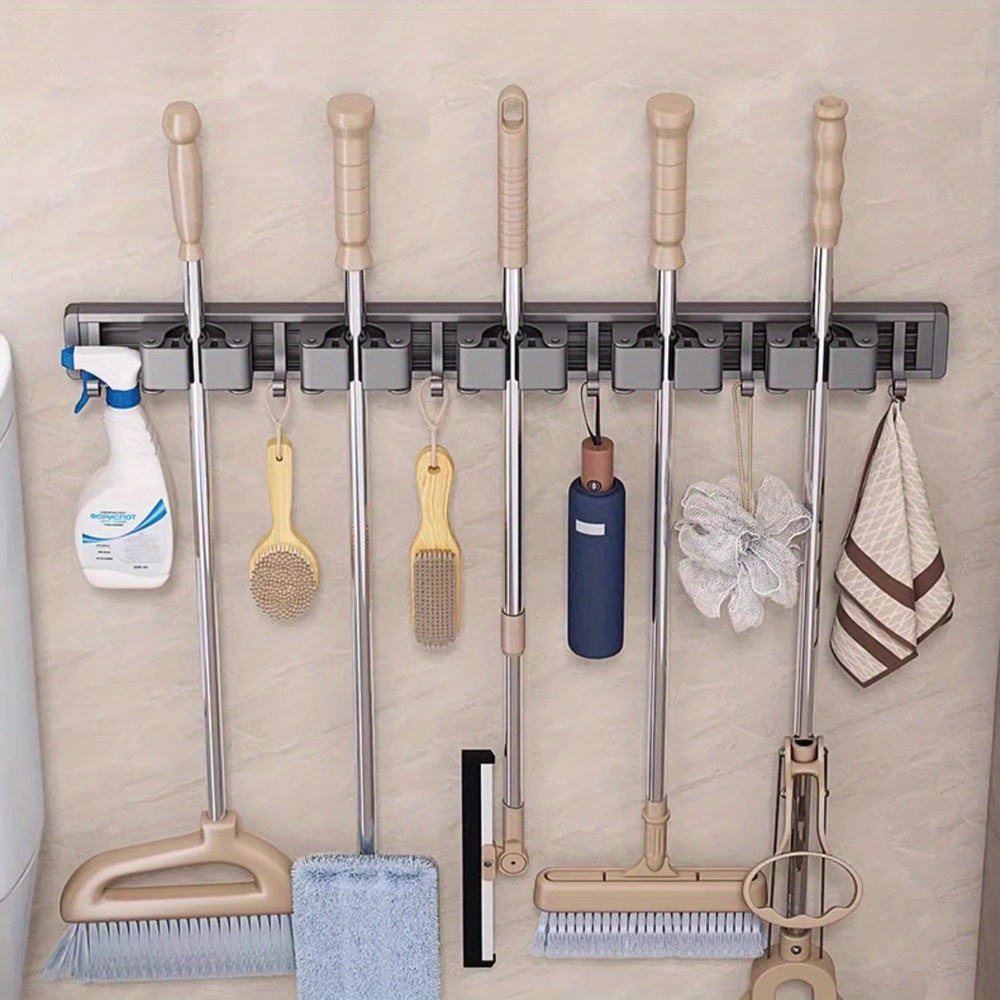 TEMU Wall Mount Mop Organizer Holder Brush Broom Hanger Storage Rack Kitchen Tool