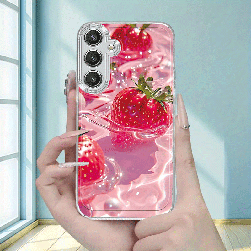 TEMU Jordgubbstelefonfodral för for Galaxy A02,A03S, etc