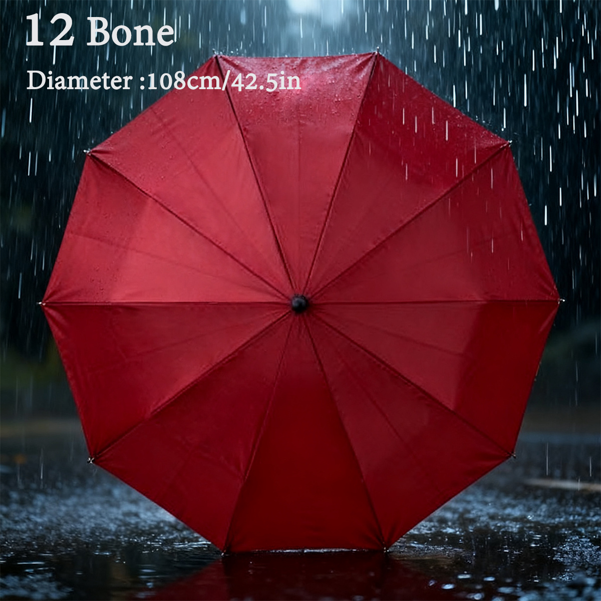 TEMU Oversized Windproof Umbrella With Heavy-duty 12- - Manual Opening And Closing, Large Coverage Area Suitable For Family, Travel, And Outdoor