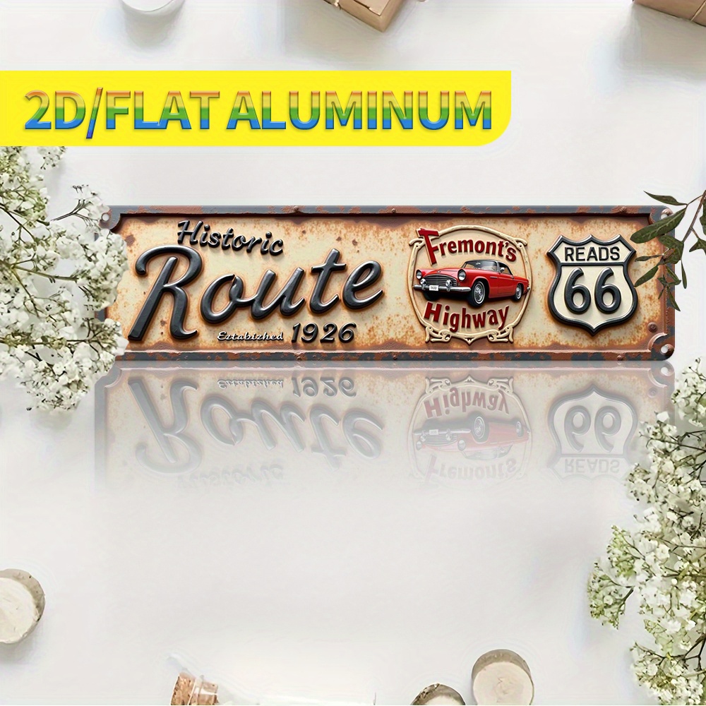 TEMU Panneau Métallique Vintage Plat 2D, 1pc - Décoration avec Rétro - Support Mural en Aluminium Robuste pour Maison, Garage, pour Man Cave