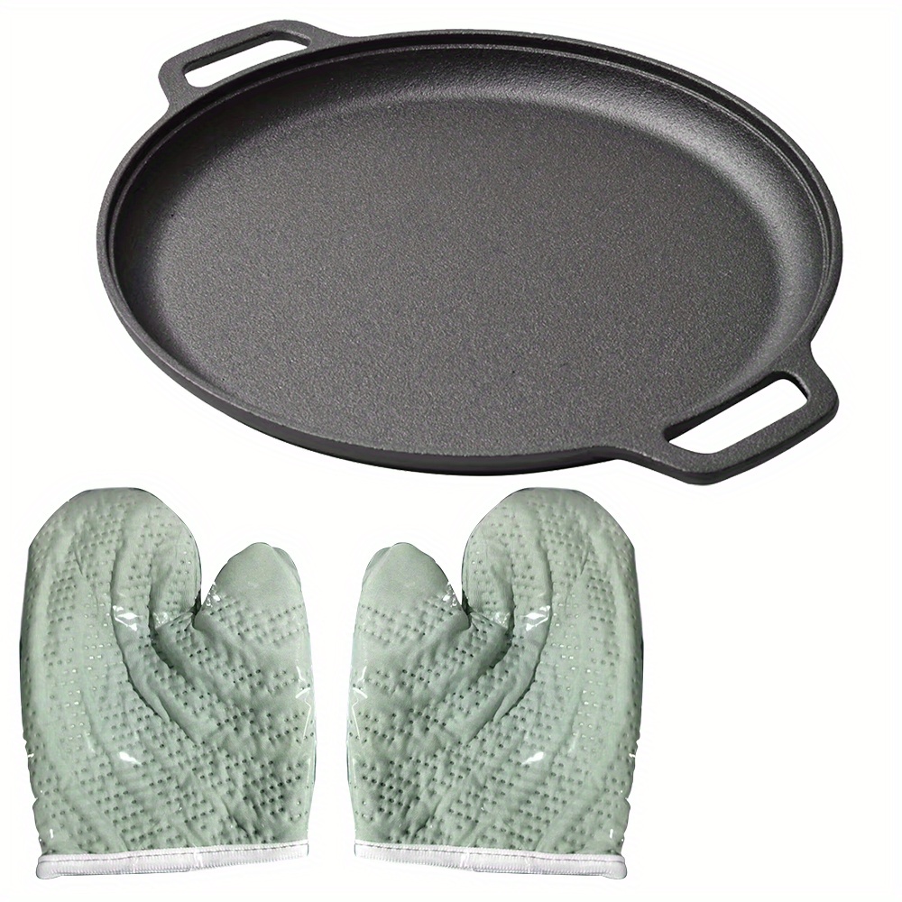 TEMU 1pc Multi-functional Cast Iron Griddle – Pizza Bbq Pancake Pan, Compatible With All Stovetops, Ideal For Home Kitchen And Outdoor Cooking