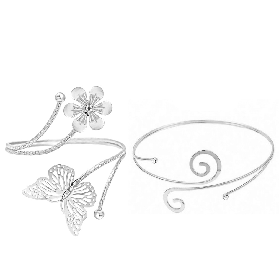 TEMU 2pcs Adjustable Golden And Silvery Bracelet: Elegant Women's Arm And Wrist Jewelry, Exquisite Vortex And , Suitable For Casual And Formal