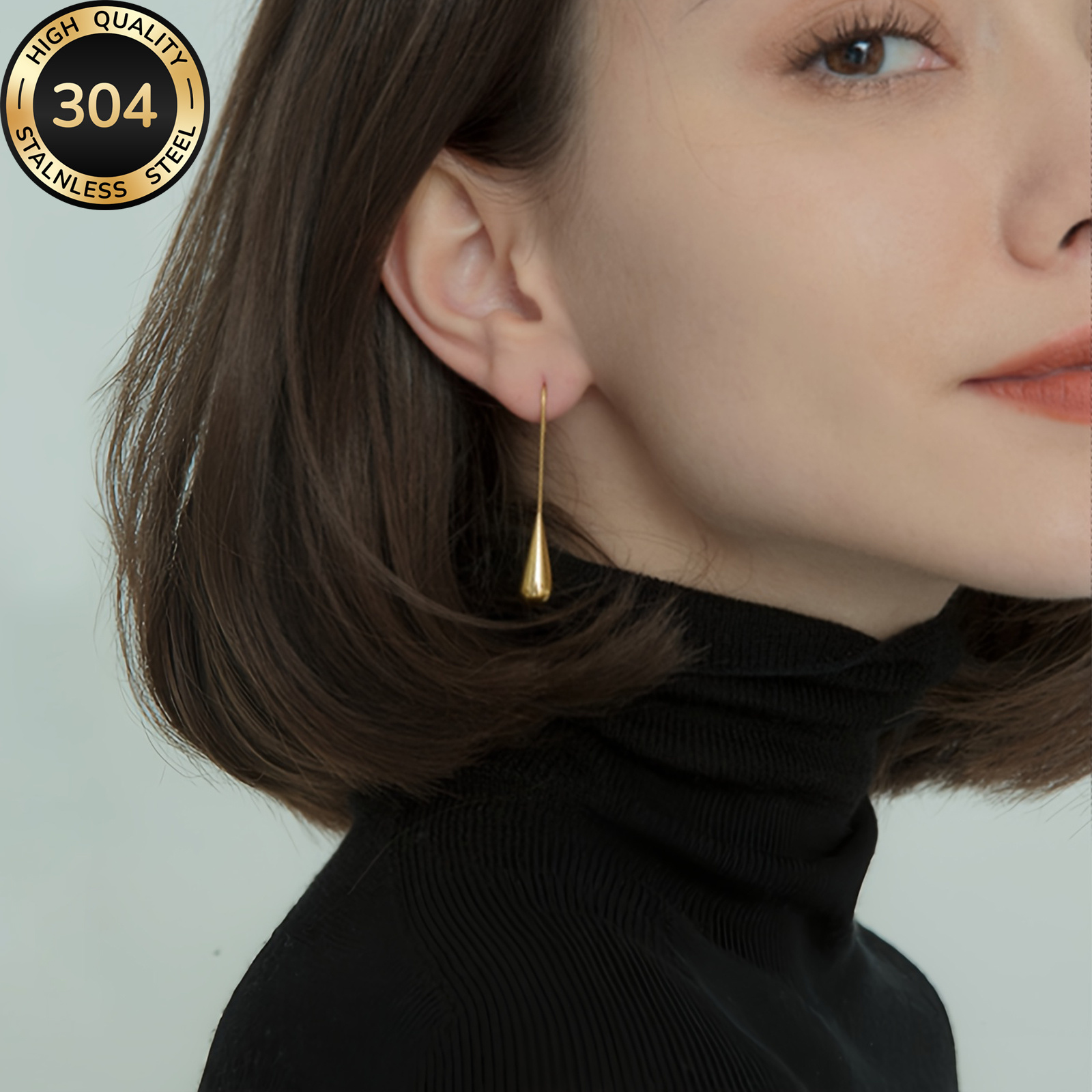 TEMU Une paire de boucles d'oreilles hypoallergéniques en acier inoxydable de , résistantes à la décoloration, confortables et écologiques, adaptées