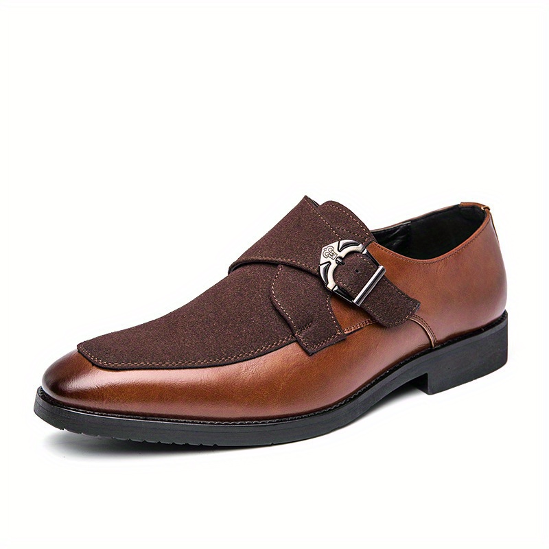 Men's Formal Dress Shoes - British Business Shoes with Slip-On Closure, Brown PU Upper & Non-Slip Rubber Sole, All-Season Formal & Casual Shoes for Office, Wedding, Party - Men's Formal Footwear, Office Wear, Classic Style, Polished Look, Wedding Guests